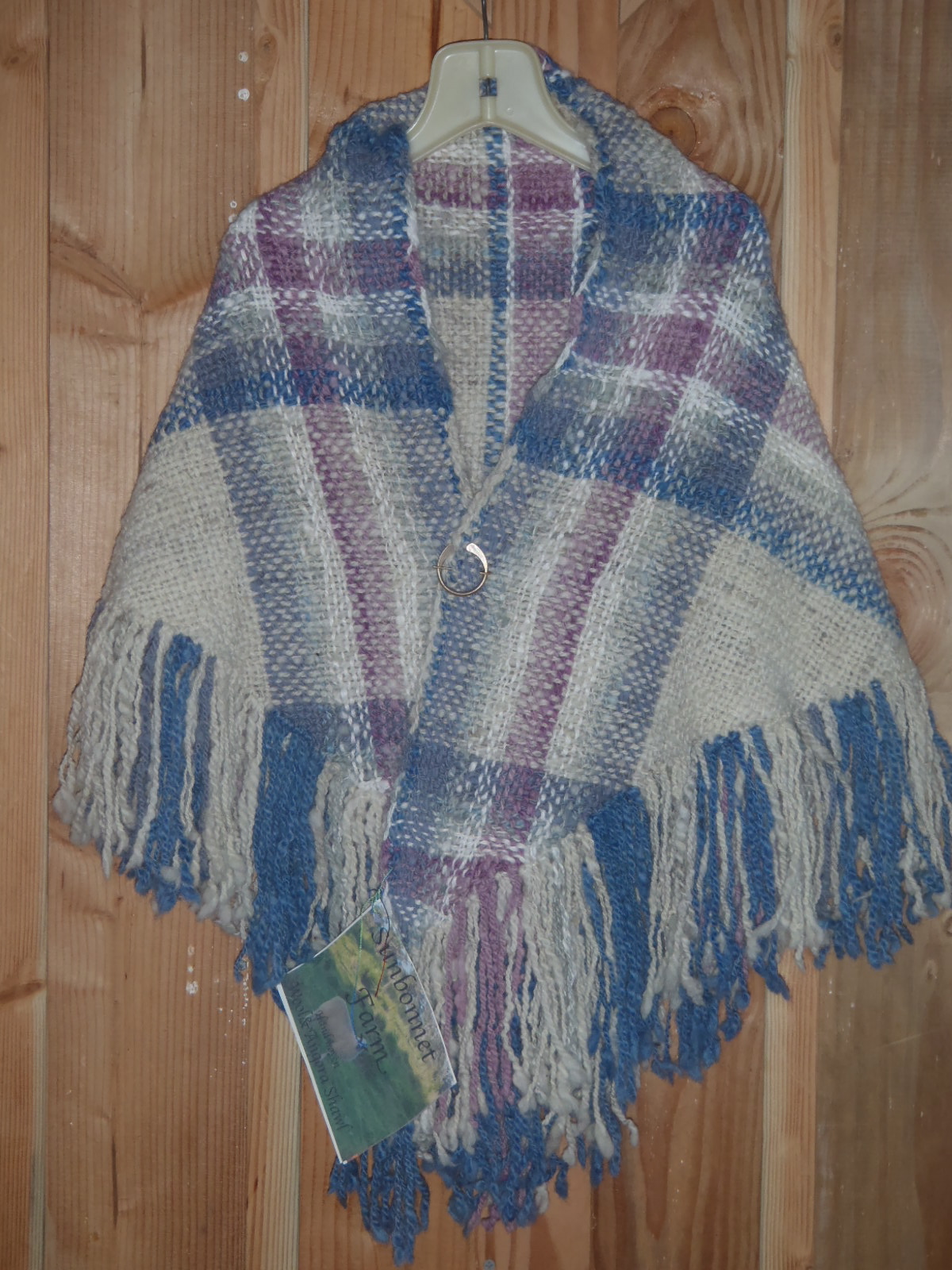Photo of the blue and purple shawl.