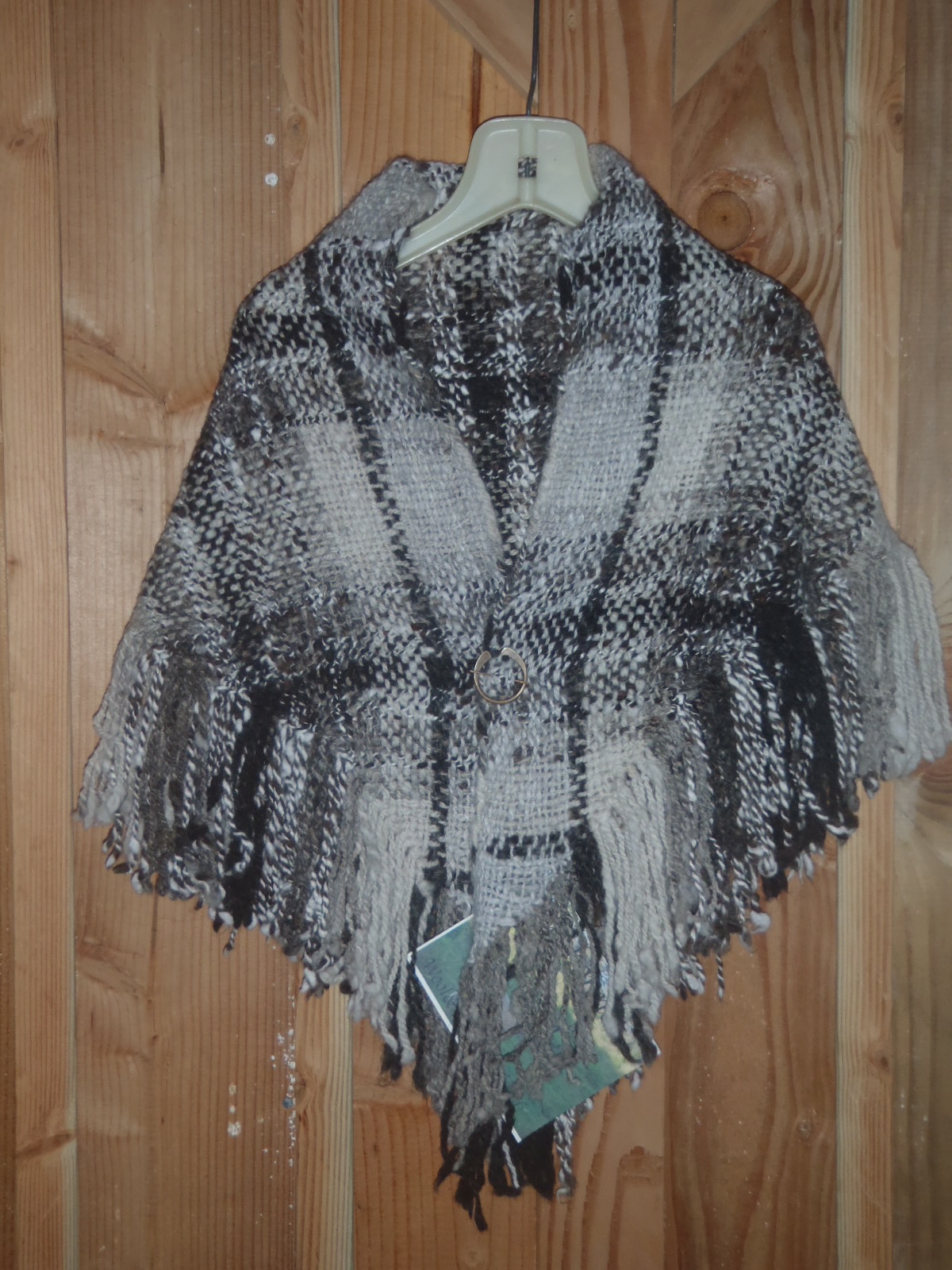 Brown angora & sheep wool shawl.