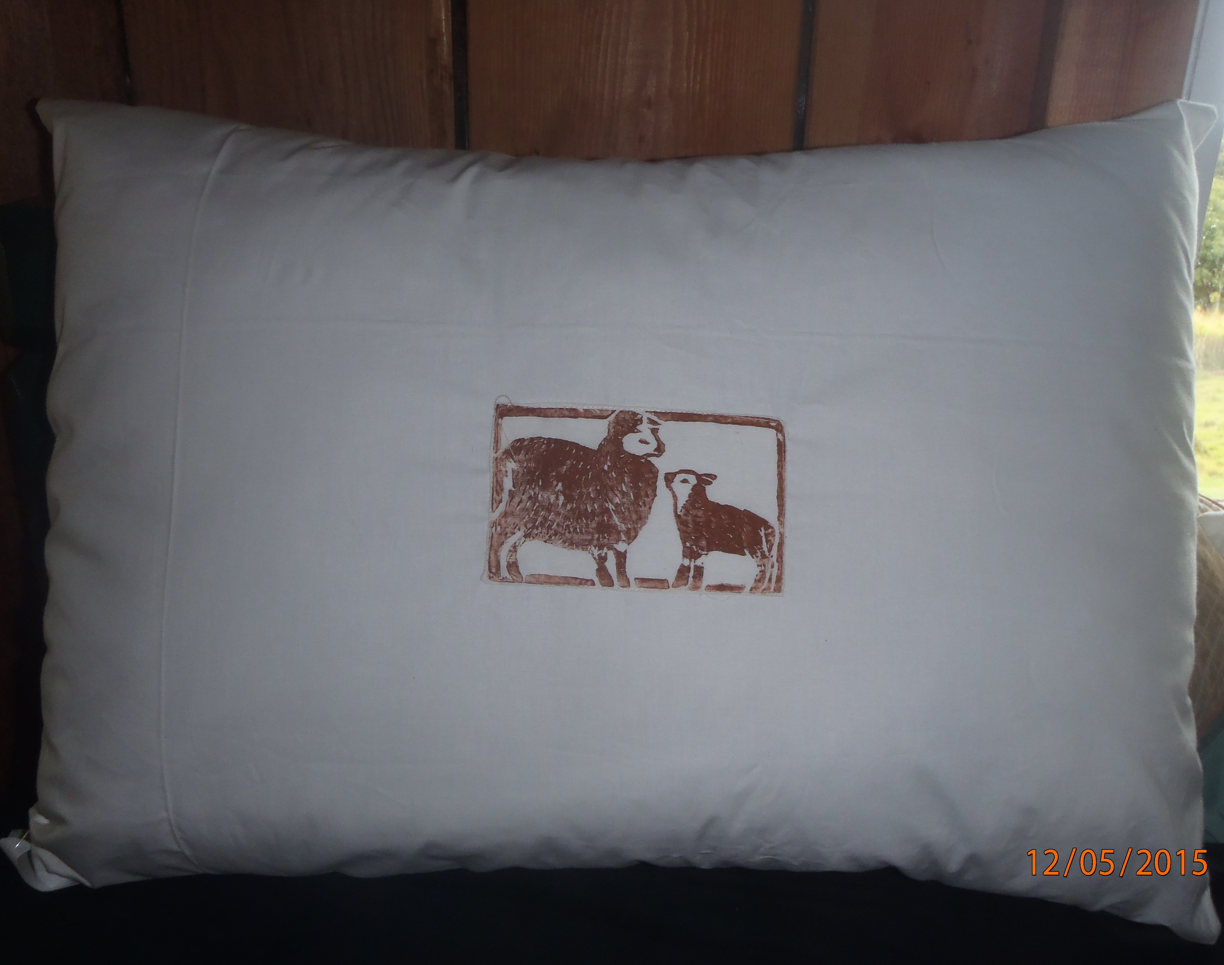 Photo of one of our wool filled bed pillows.